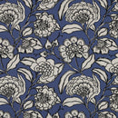 Canvas Stoff Blumen blau