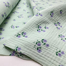 Poppy Musselin Stoff Double Gauze Baumwolle Blumen mint