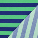 Poppy angerauter Soft Sweat Stoff Streifen grün blau