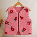 Teddy Plüsch Stoff Jackenstoff Blumen rosa pink