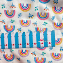 Jersey Stoff Regenbogen weiß