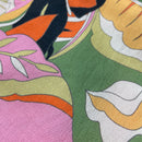 Viskose Crinkle Stoff Webware Blumen Muster orange