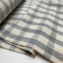 Musselin Double Gauze Leinen Baumwolle kariert grau