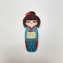 Aufnäher Applikation - Zum Aufbügeln - Kimono Puppe blau