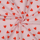 Baumwoll Flanell Stoff Herzen rosa