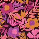 Pommé Viskose Stoff Webware Blumen Muster schwarz aubergine