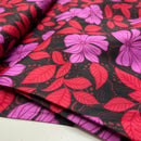 Cotton Satin Baumwolle Blumen schwarz