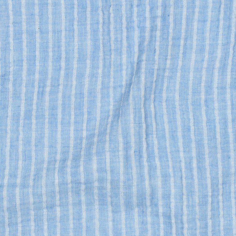 Musselin Stoff Double Gauze Baumwolle Streifen blau