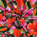 Viskose Ecovero Stoff Webware Blumen orange