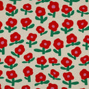 Jennifer  Bouron Rippjersey Stoff Blumen Muster rot