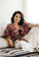 Viskose Stoff mit Muster orange