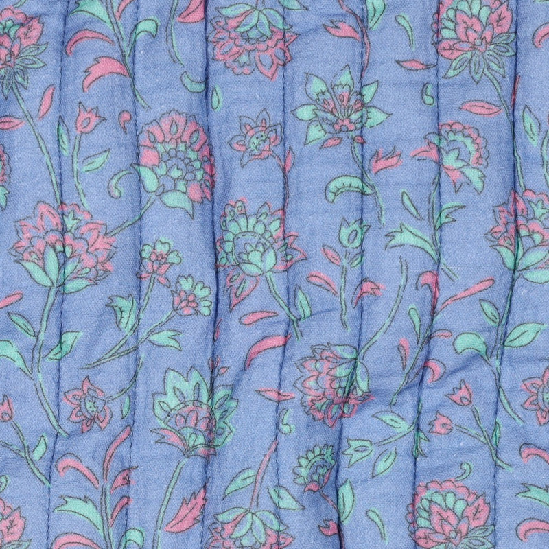 Jacken Stepp Stoff Musselin Stepper Blumen blau