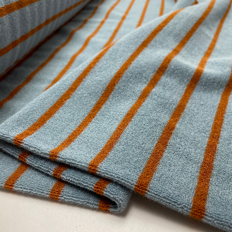 Kurzfloorfrottee Frottee Streifen blau braun