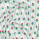 Rippjersey Stoff Blumen Muster weiß