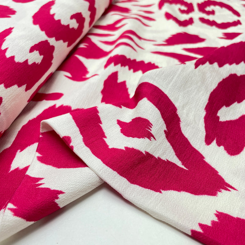 Viskose Crinkle Stoff Webware Muster pink