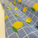 Poppy Design Beschichtete Baumwolle Stoff kariert Zitronen blau