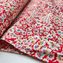 Viskose Crinkle Stoff Webware Blumen rot