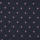 Musselin Stoff Double Gauze Stickerei Herzen rosa dunkelblau