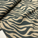 Ilja Fabrics French Terry Sweat Stoff Zebra Muster Animal Print oliv