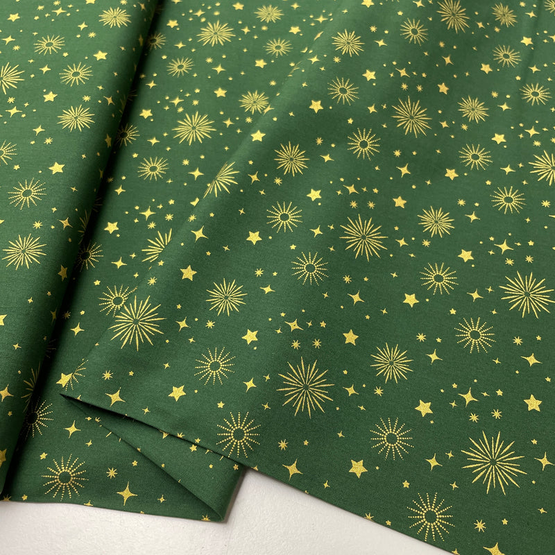 Baumwoll Stoff Weihnachten Sterne grün