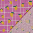Poppy Design Beschichtete Baumwolle Stoff kariert Zitronen rosa