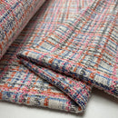 Sommer Boucle Stoff kariert orange