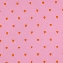 Musselin Stoff Double Gauze Stickerei Herzen rosa neon orange