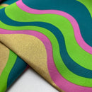 Poppy Stripes Baumwolle Stoff Wellen gold grün