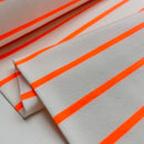 French Terry Sweat  Stoff Streifen neon orange weiß