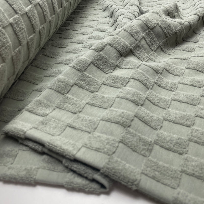 Frottee Jersey Stoff Checks grün