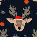 Swafing Holly angerauter Sweat Stoff Weihnachten Rentiere blau rot