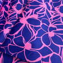 Cotton Satin Baumwolle Blumen blau rosa