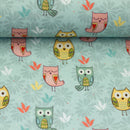 Swafing Hedwig Baumwolle Stoff Eulen Muster mint