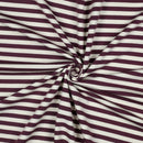 French Terry Sweat Stoff  Streifen Aubergine weiß