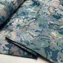 Gobelin Stoff Blumen Muster blau