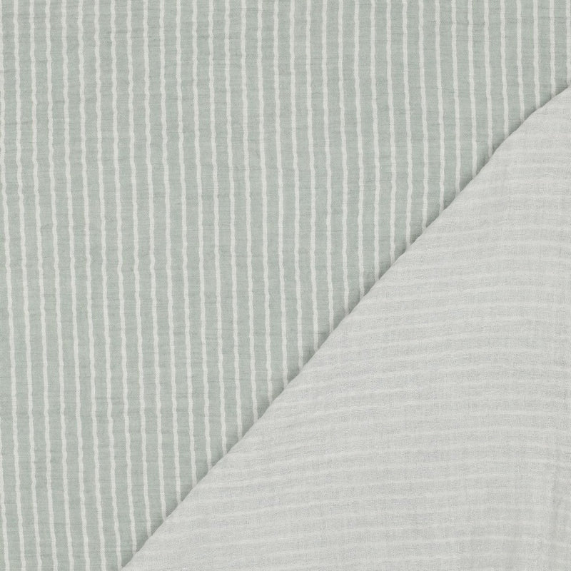 Musselin Stoff Double Gauze Baumwolle Streifen grün