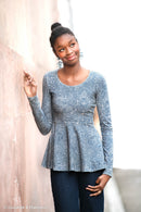 Swafing Autumn Damask Jersey Stoff by Bienvenido Colorido blau