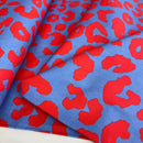 Ilja Fabrik Canvas Baumwolle Stoff Leo Muster Animalprint blau rot