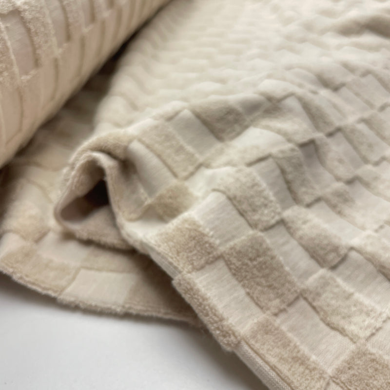 Frottee Jersey Stoff Checks beige