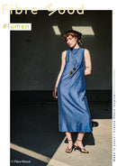 Fibre Mood Tencel Webware Stoff Jacquard crinkle blau