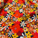 Jersey Stoff Blumen blau Retro bunt