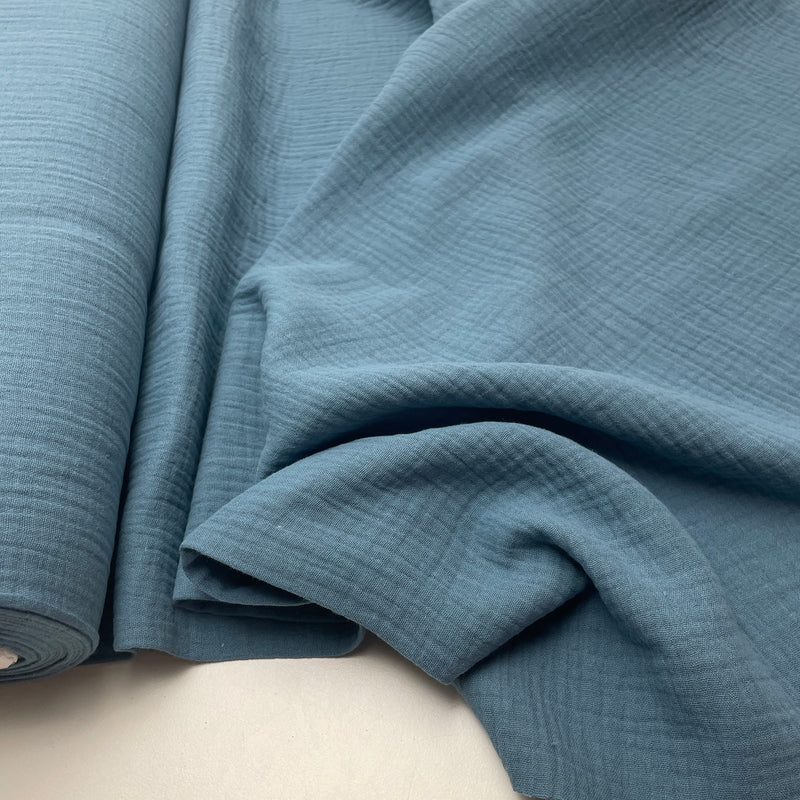 Musselin Stoff Double Gauze rauchblau Swafing Jenke