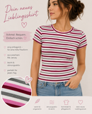 Rippjersey Stoff Streifen rosa grau