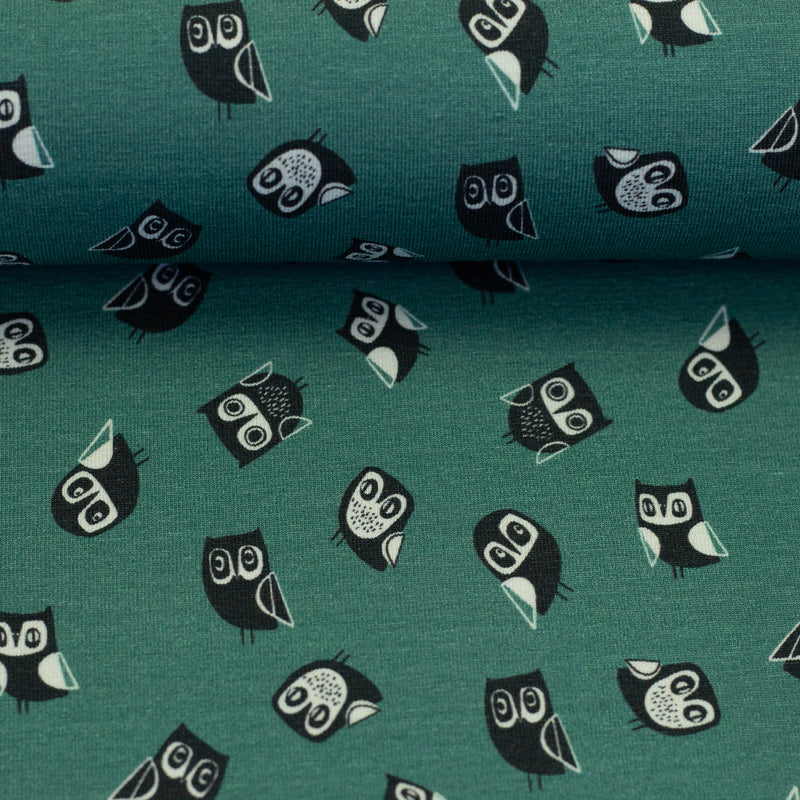 Swafing Woo Hoo Owls Jersey Stoff by Bienvenido Colorido