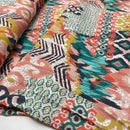 Viskose Crinkle Stoff Webware Muster bunt