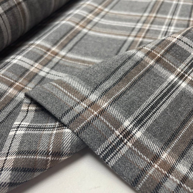 Tartan Check Bekleidungsstoff Stoff kariert grau