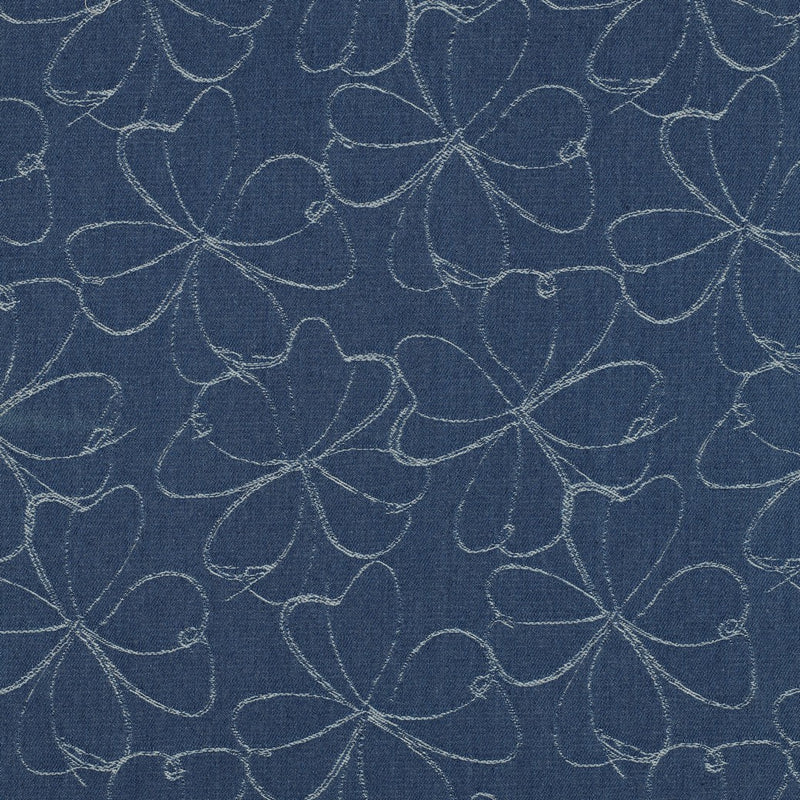 Jeans Baumwolle Webware Stoff Blumen Muster blau