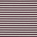 French Terry Sweat Stoff  Streifen Aubergine weiß