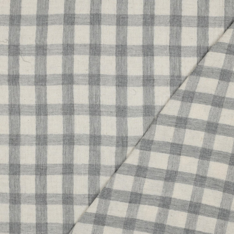Musselin Double Gauze Leinen Baumwolle kariert grau