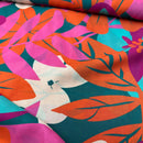 Panel Stoff Ibiza Viskose Voile Flower Border Stripes